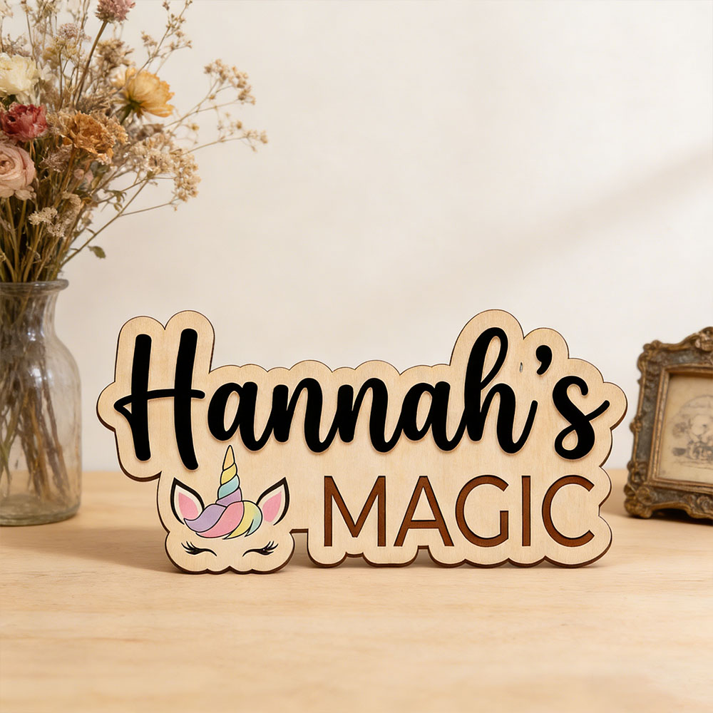 Baby Nursery Themes Girl - Custom Unicorn Magic Name Door Sign