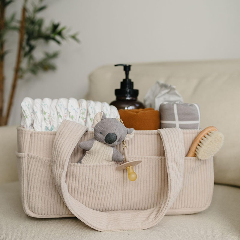 Baby Nursery Organization Ideas - Large Capacity Foldable Corduroy Baby Nappy