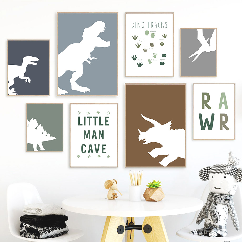 Baby Boy Nursery Quotes - 1PC frameless decorative art print,Jurassic Dinosaur