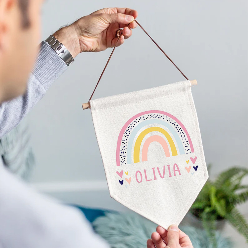 Baby Nursery Themes Girl - Personalised Name Banner Rainbow themed kid