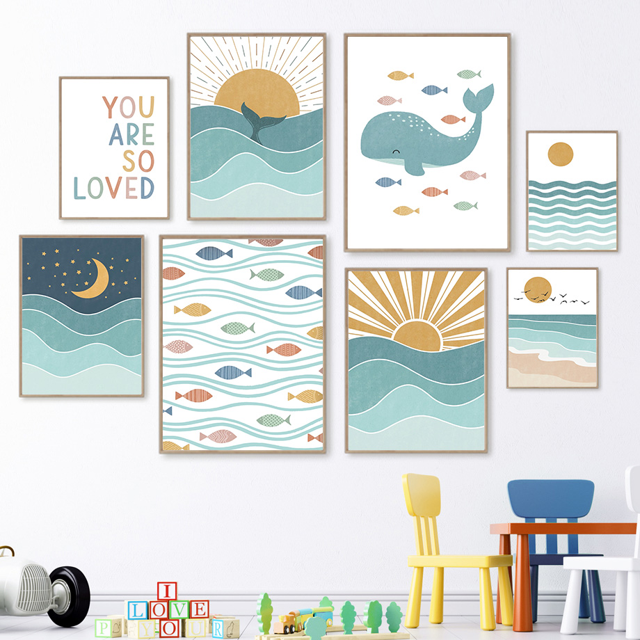 (2D canvas painting)  Fish Wha - Baby Boy Nursery Quotes review and price