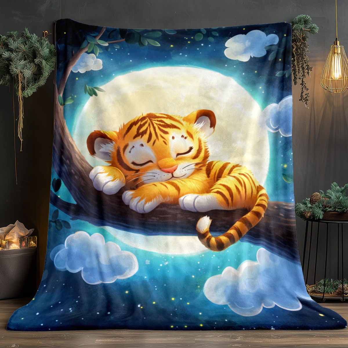 Cute sleeping tiger on tree br - Baby Nursery Themes review and price