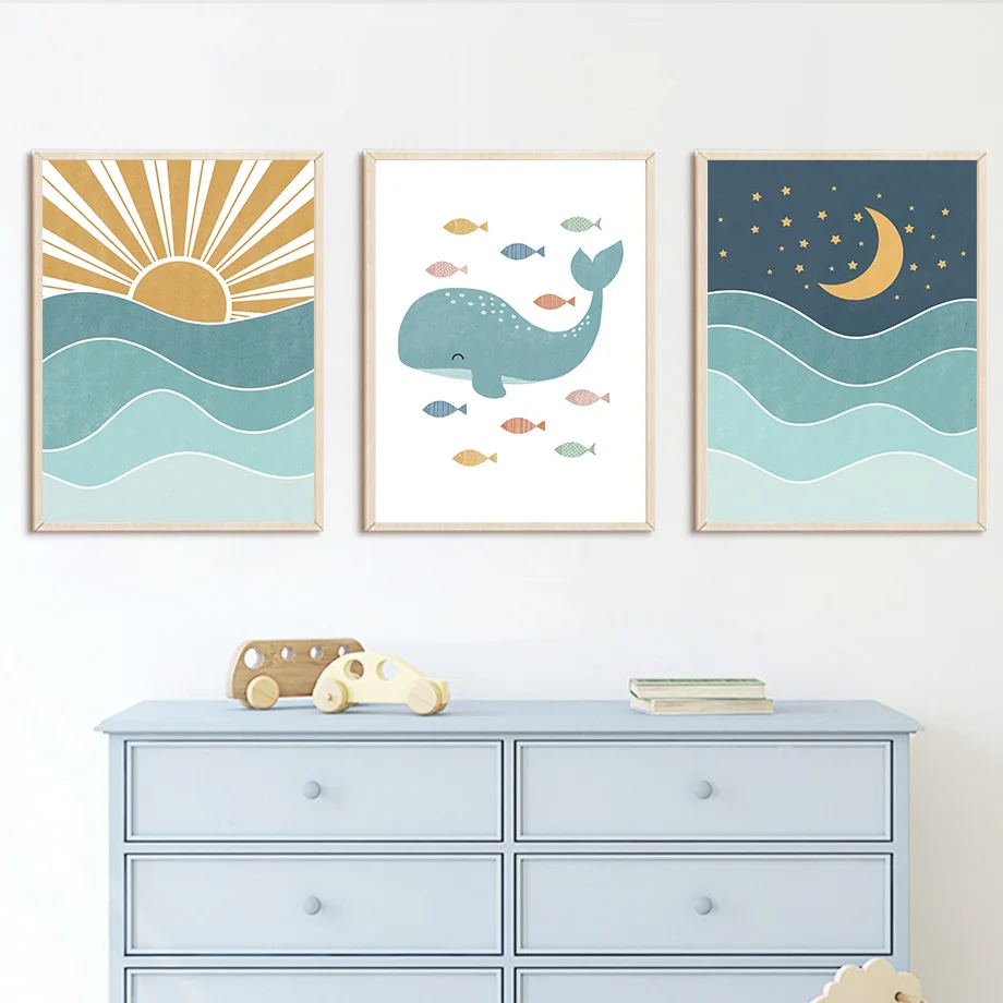 1pc frameless Fish Whale Seagu - Baby Boy Nursery Quotes review and price
