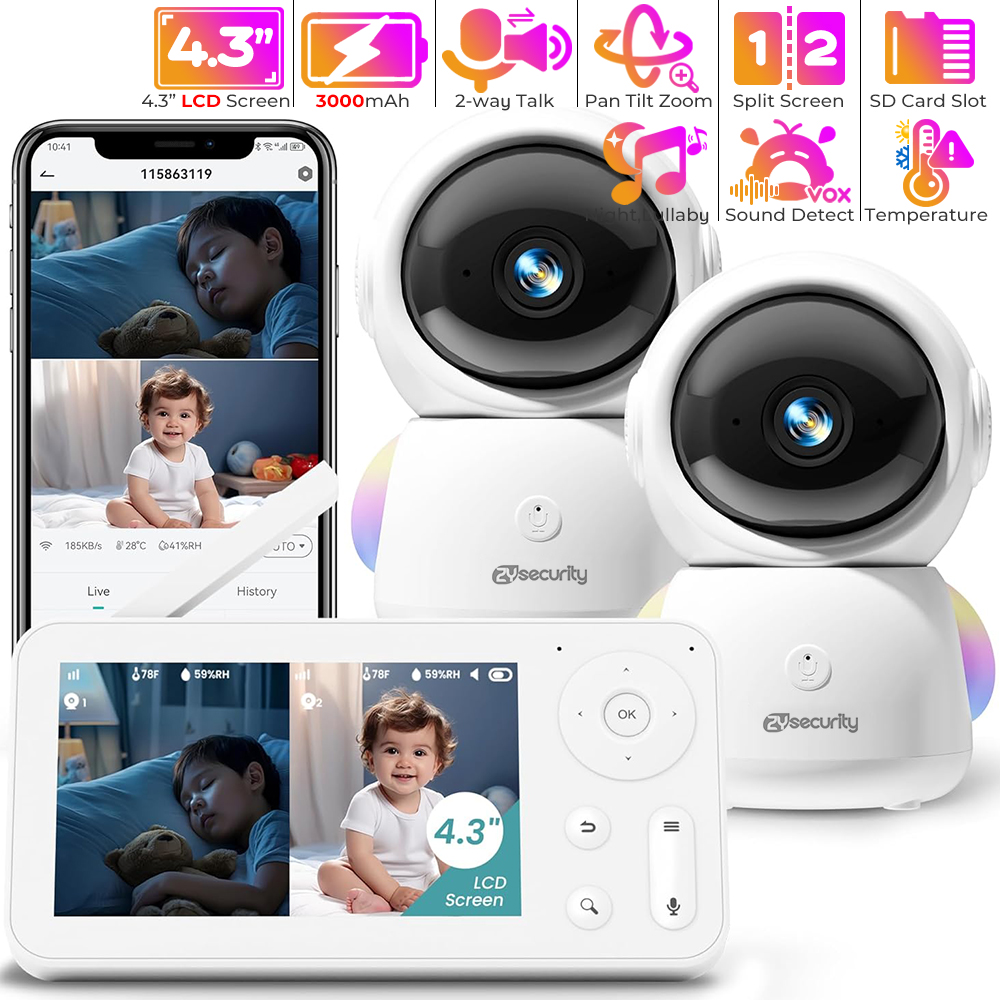 2K Baby Monitor with 2 Cameras - Baby Nursery Night Light review and price