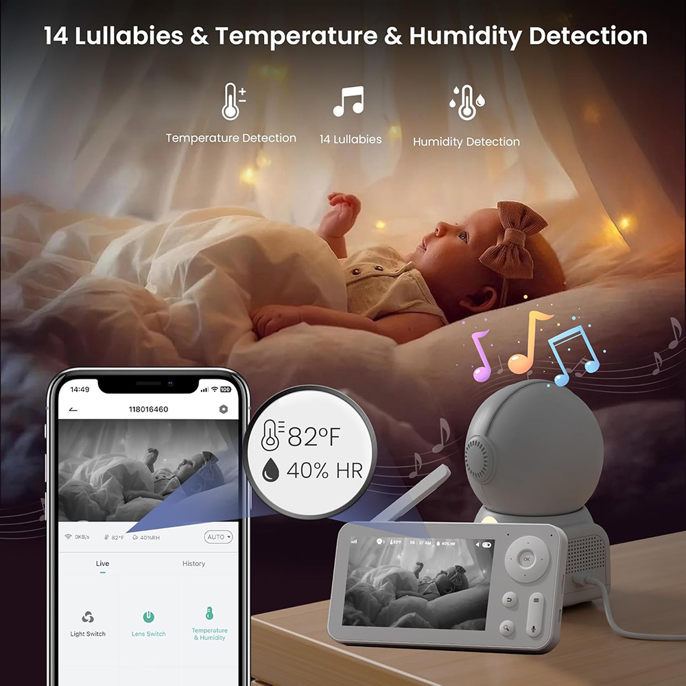 2K Baby Monitor with 2 Cameras - Baby Nursery Night Light review and price
