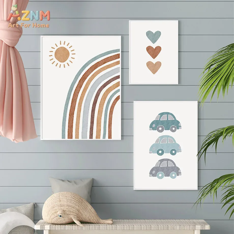 AZNM Neutral Boho Rainbow Bear - Baby Boy Nursery Quotes review and price